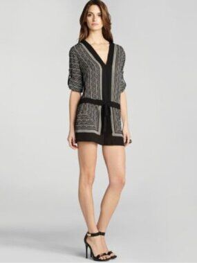BCBGMAXAZRIA Francis Scarf Print Romper